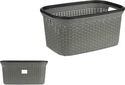 Eleganca Wasmand – Wasbox organizer – Kunststof – 53 x 36 x 25 cm – 36 Liter – Grijs/Zwart — thumbnail 1