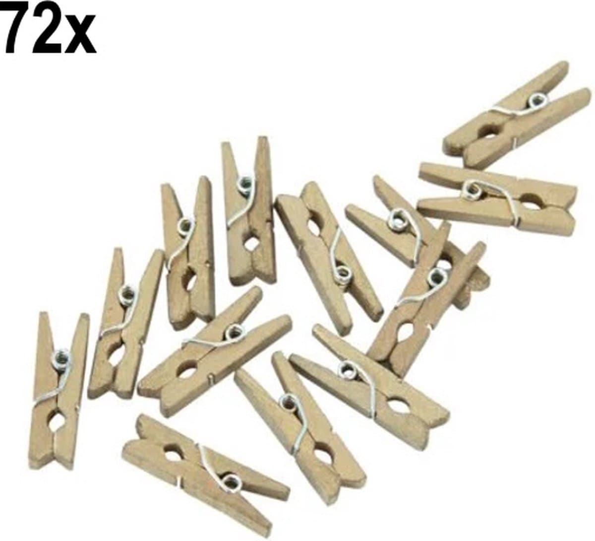72x Mini Houten Knijpers Goud — afbeelding 1