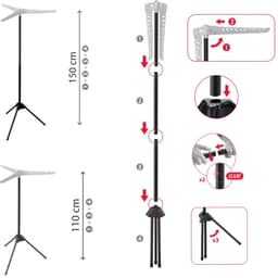 Metaltex - Droogrek Tri-Hang - Verstelbaar kledingrek - 150cm - Multifunctioneel - Inklapbaar - Voor 33 kledinghangers — thumbnail 3