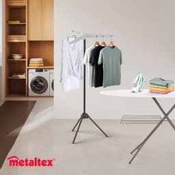 Metaltex - Droogrek Tri-Hang - Verstelbaar kledingrek - 150cm - Multifunctioneel - Inklapbaar - Voor 33 kledinghangers — thumbnail 5