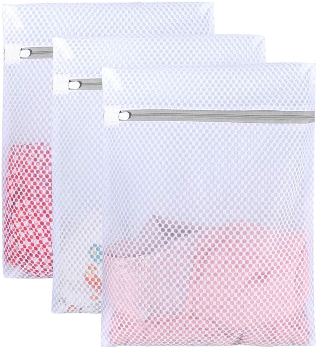 Gigicial Washzakken Van Honingraatgaas - Waszak Voor Delicate Stoffen - Beschermende Waszakken Met Rits - 3 Stuks - Wit Voor Reizen En Wassen — afbeelding 1