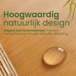 CLP Wasmand met deksel - 2 Vakken Sussina - Hout - met Plank - Bamboe Frame - voor Badkamer - natura — thumbnail 4
