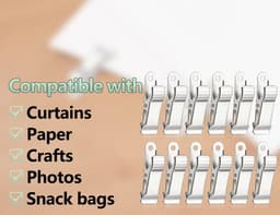 Set van 12 Metalen Klemmen - Kleerhangers Clips voor Foto's, Snacks en Knutselen - Sterke Krokodillenklemmen — thumbnail 2