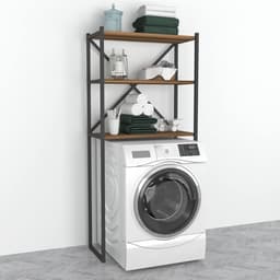 Ombouwkast voor wasmachine 160x66x34 cm met zwarte en walnootkleurige afwerking — thumbnail 3