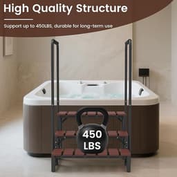 Whirlpool-trap met dubbele leuningen – 3-traps spa-treden voor whirlpool en zwembad – Afneembare U-vormige leuning, antislip treden, verstelbare voet, draagvermogen van 204 kg – Novihome Spa Step Deluxe — thumbnail 2