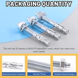 Wigankers 3/8" x 3" Verzinkt Heavy Duty Bevestiging voor Beton - 20 Stuks — thumbnail 5