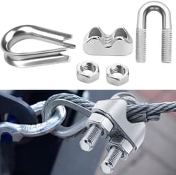 Allecta - Set van 24 kabelklemmen en draadkabelkousen 3 mm roestvrij staal voor bevestiging van staaldraad waslijn. — thumbnail 5