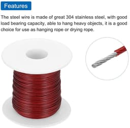 Metalen kabel van roestvrij staal 2 mm met vinyl coating - Hangkabel voor droogrek - Rood — thumbnail 2