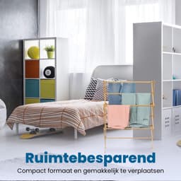 LifeLux Wasrek Inklapbaar Droogrek van Bamboe – Ruimtebesparend Wasrek – Duurzaam & Lichtgewicht – Voor Binnengebruik — thumbnail 3