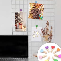 130x Kleine Houten Wasknijpers Hartjes - Decoratieve Fotoklemmen met Touw — thumbnail 3