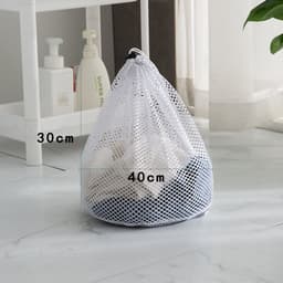 Waszak - 4 Stuks - Wasnet - Packing Cubes - Kledingzakjes - Waszak met trekkoord - Herbruikbare waszak - Geschikt voor Babykleding, Bh's, Ondergoed, Sokken, Shirts - 30 x 40 cm - Wit — thumbnail 5
