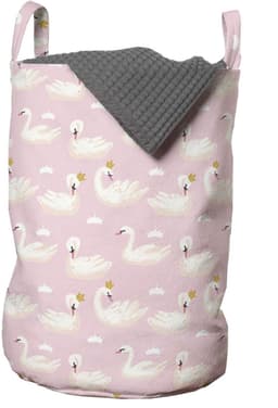 ABAKUHAUS Swans waszak, Blush Tone King Waterfowl, wasmand met handvatten, trekkoordafsluiting voor wasserettes, lichtroze crème — thumbnail 4