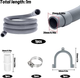 Universele Afvoerslangenset voor Wasmachines en Vaatwassers, 1 Meter, Compleet met Accessoires — thumbnail 5
