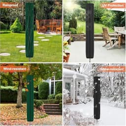 Dailygoody - droogmolen-afdekkingen - robuuste waterdichte bescherming - zwart en groen - wasrek buiten - ideaal voor tuinparasol - 2 stuks — thumbnail 3