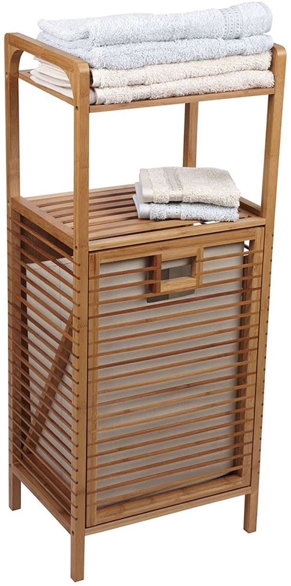 BEGRYF Badkamerkast met Wasmand - Bamboe - Vrijstaand - 95,5 cm Hoog - 2 Planken - 35L - Naturel — afbeelding 1