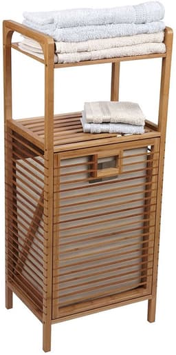 BEGRYF Badkamerkast met Wasmand - Bamboe - Vrijstaand - 95,5 cm Hoog - 2 Planken - 35L - Naturel — thumbnail 1