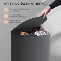 Wasmand met Deksel en Grote Capaciteit voor Vuile Was - 140 Liter, 2 Vakken en 4 Afneembare Binnenzakken, Beige-Lichtgrijs — thumbnail 3