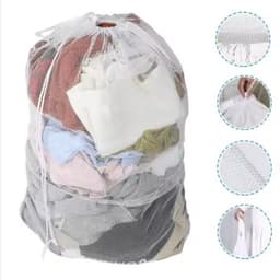 Grote waszak- Treksysteem - Trekbandsluiting - Polyester - Laundry bag - Laundry Bag - Wasnet – Waszakje - Groot XL - 60x90CM - Wit - LOUZIR — thumbnail 5