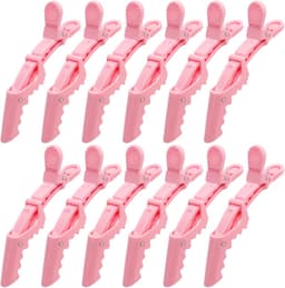 12x Grote Roze Krokodillenklemmen Haarclips voor Knippen en Stylen — thumbnail 1