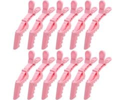 12x Grote Roze Krokodillenklemmen Haarclips voor Knippen en Stylen