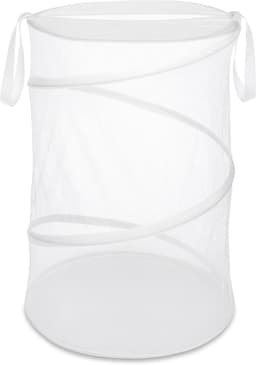 Opvouwbare witte wasmand, opvouwbare wasmand voor vuile was, wasmand met trekkoord voor vuile was, opbergmand voor dagelijkse benodigdheden. — thumbnail 1