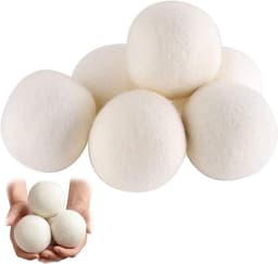 6 stuks wollen droogballen - Wasdroger ballen - Droogballen - hoge dichtheid - absorberen vocht - verminderen statische elektriciteit - milieuvriendelijk - wasverzachter - verkort de droogtijd - Voor Gezinnen - Wit - 4cm — thumbnail 5