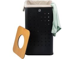 Hoekige wasmand 50 liter met uitneembare waszak en deksel
