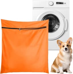 Waszak Voor Huisdieren Wasgoed - 70x80cm - Met Rits Voor Wasmachines - Vangt Dieren Haren Op - Oranje — thumbnail 1