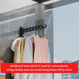 Wandgemonteerd kledingrek - Garderobekast - droogrek - droogrek inklapbaar - droogrek hangend - Zwarte haak - Kledinghaak - Wandhanger - Opbergrek - Metaal - Zwart — thumbnail 5