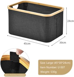 Opvouwbare wasmand - 35 liter - Zwart - 45×30×24 cm — thumbnail 4