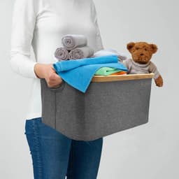 Opvouwbare wasmand - 35 liter - Grijs - 45×30×24 cm — thumbnail 3