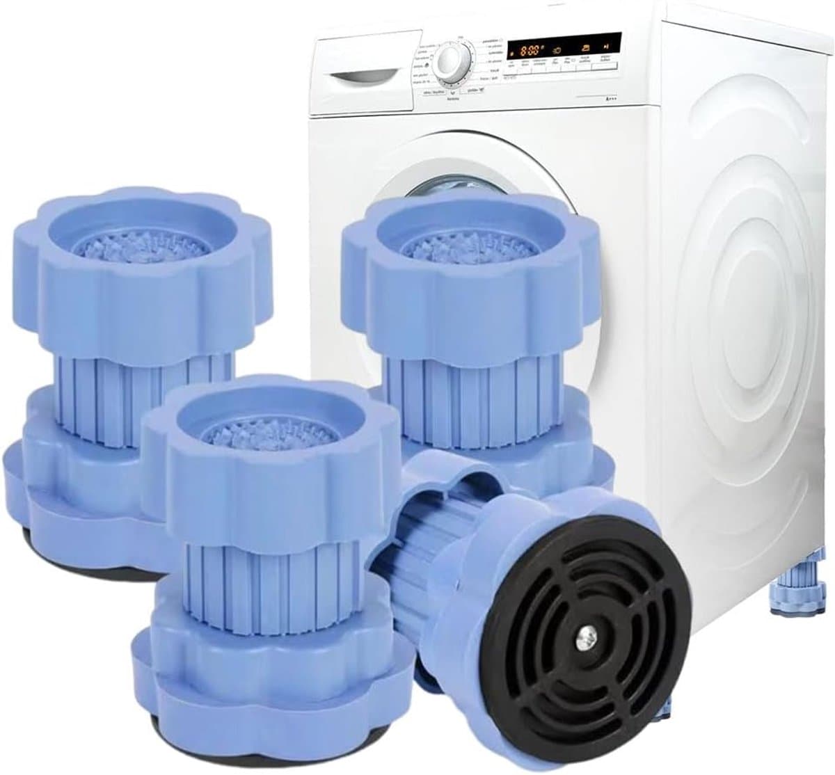 Wasmachine voetsteunen met anti-vibratie pads - Verstelbare hoogte wasmachine voetsteunen - Multifunctionele verstelbare standaard basis - Universele hoogte verhogende pads - 4-pack — afbeelding 1