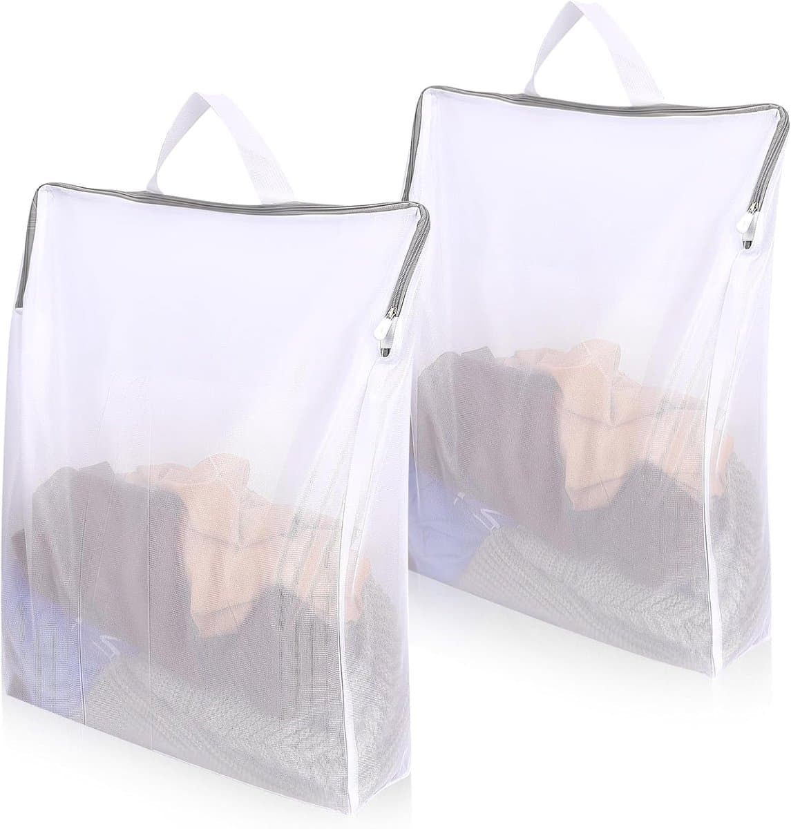 Waszakjes met Rits - Waszakken voor Wasgoed - Waszak - 2 Stuks - Groot 40 × 50 CM - Washing Bag - Waszakjes -Bescherm je Wasgoed en Wasmachine - Wit — afbeelding 1