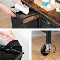 Benelux Select Wasmand 3 vakken – Wassorteerder – Wasmand Op Wielen – Afsluitbare Wielen - 3x 40L Vakken – 84 x 33 x 74,5 cm — thumbnail 4