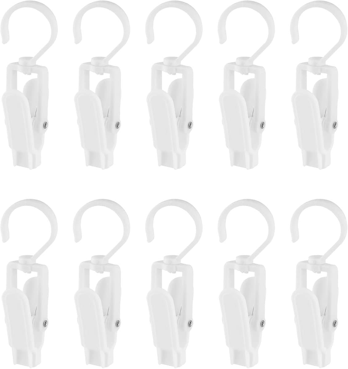 Sokkenclips - 10 stuks - Sokkenhouders - 360° draaibare clips - Plastic - Droogrek tegen verlies - Sokkendroogclips - Antislip draagbare clips - Clip voor reishoed,sjaal, sokken - Wit — afbeelding 1
