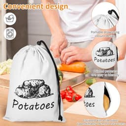 Aardappel- en uienopbergzakken - 2 stuks canvas groente- en fruitzakken 26 x 35 cm — thumbnail 3