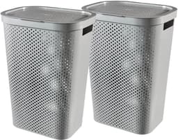Curver Infinity Recycled Wasmand met deksel - 60L - 2 stuks - Grijs — thumbnail 1