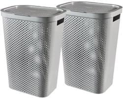 Curver Infinity Recycled Wasmand met deksel - 60L - 2 stuks - Grijs