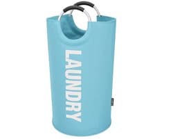 BOTC Wasmand - Waszak - Laundry basket - Wassorteerder 82 liter - 38x72 cm - waszak vouwbaar - draagbaar wasbox - Blauw