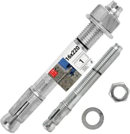Zware Betonanker M16x220mm Verzinkt Staal Inclusief Moer en Sluitring — thumbnail 1