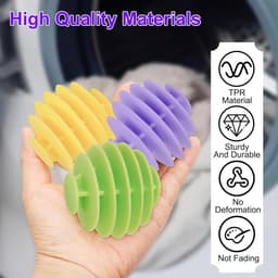 6 stuks - Wasballen voor wasmachine - anti-klit drogerballen - voor wasmachines - 5.6×5.5cm - groen+geel+paars — thumbnail 2