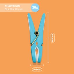 LaundrySpecialist Wasknijpers soft grip - 20 stuks - extra lang en stevig - wasknijpers plastic - wasknijpers kunststof - knijpers plastic - Made in EU — thumbnail 5