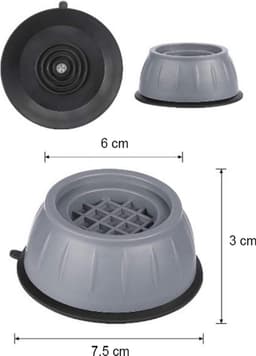 Wasmachine Demper - Wasmachine Verhoger - Trillingsdemper - Anti Slip – Schokdemper - Anti Tril - Wasmachine Voetjes - Vibratiedempers - Verhoger - Grijs — thumbnail 2