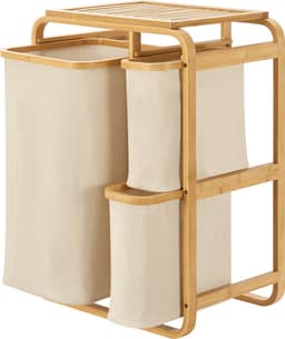 Wasmand Evenes met waszakken 70,5x49,5x33 cm beige — thumbnail 4