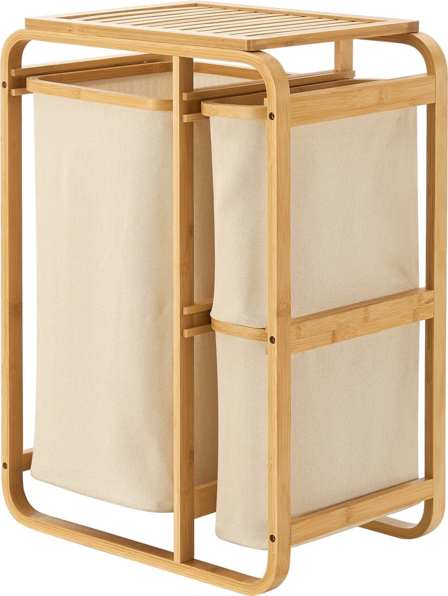 Wasmand Evenes met waszakken 70,5x49,5x33 cm beige — afbeelding 1