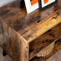 TV-meubel – Met 2 deuren en open vak– breedte 140 cm - op pootjes - bruin — thumbnail 5