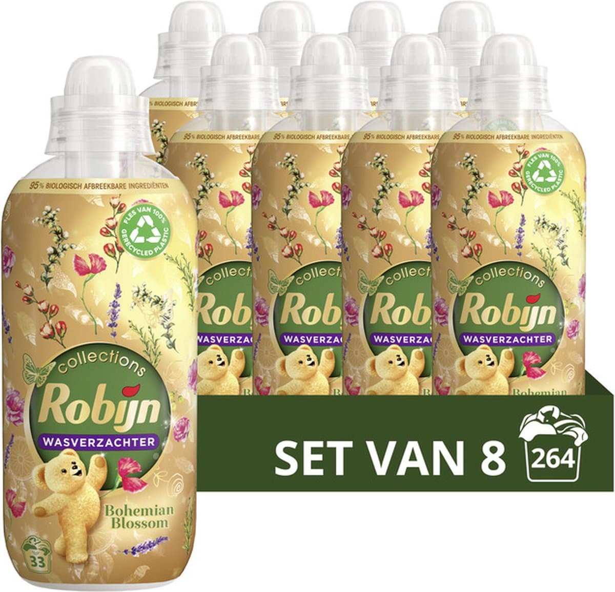 Robijn Collections Wasverzachter - Bohemian Blossom 8 x 33 Wasbeurten - Voordeelverpakking — afbeelding 1