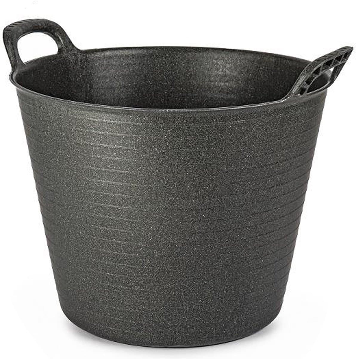 Plasticforte Flexibele emmer/kuip - zwart - 42 liter - ECO kunststof - rond - 38 x 45 cm — afbeelding 1
