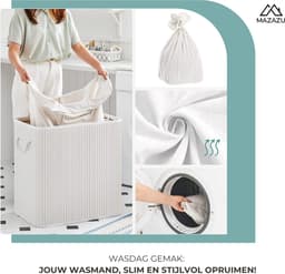 MIRA Home - Wasmand - Wasverzamelaar - Grijs - Bamboe - 150L — thumbnail 5
