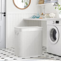 MIRA Home - Wasmand - Wasverzamelaar - Grijs - Bamboe - 150L — thumbnail 4